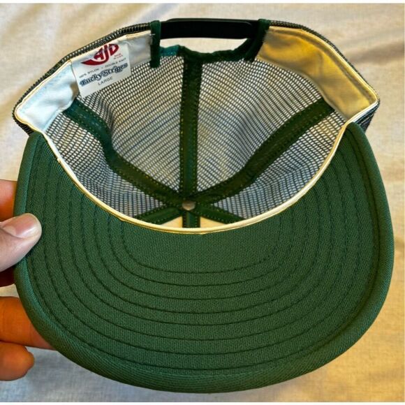 Green Bay Packers Vintage AJD Lucky Stripes Mesh Snap Trucker Hat Cap - Picture 5 of 5